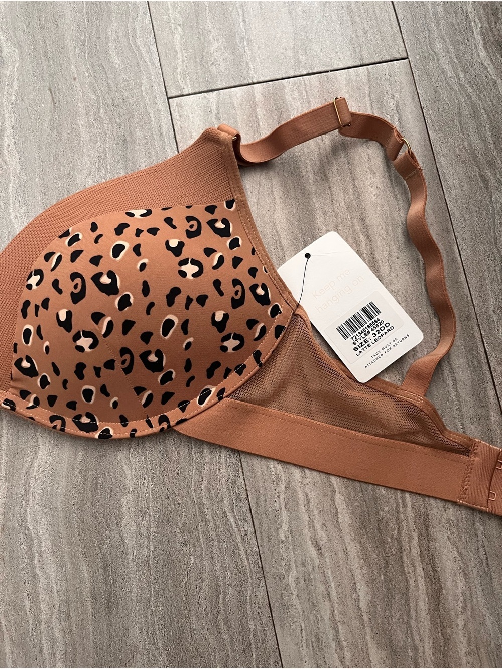 NWT New Lively Light Brown Animal Print Wire Free Padded Bra 32DD Latte Leopard - Picture 3 of 5